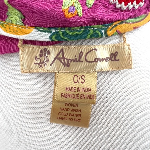 April Cornell Embroidered Floral Obi Wrap Belt Magenta Pink Tie Waist One Size - Picture 3 of 4